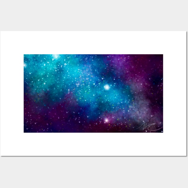 Cyan Galaxy Wall Art by NsCrafting